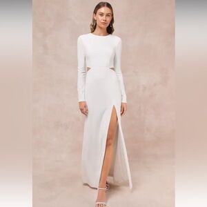 Lulus White Long Sleeve Cutout Maxi Dress
